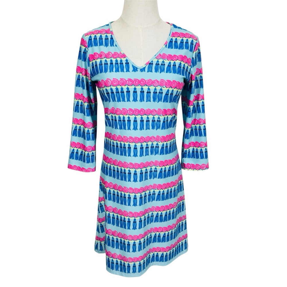 Kaeli Smith Tassel Print Dress Size XS Preppy Tennis Golf Resortwear Colorful